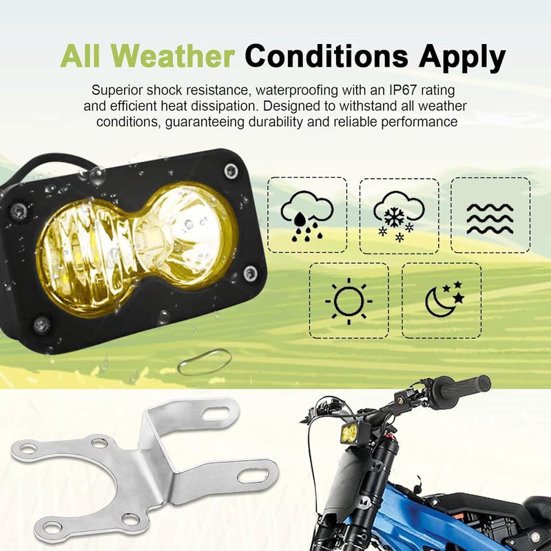 MLWRID Headlight Kit with Mount Bracket Compatible for SurRon Segway X260, Yellow Floodlight dirt bike headlight kit, Sur-ron Accessories (Yellow Light) - Image 4